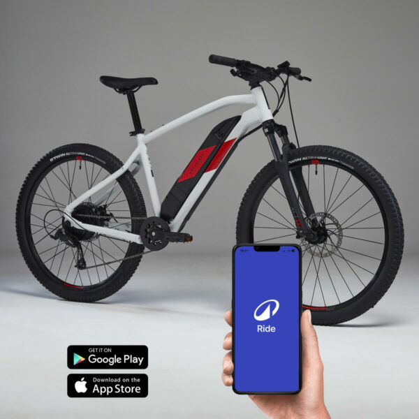 Vélo VTT électrique semi-rigide 27,5" E-ST 100 Blanc Rouge